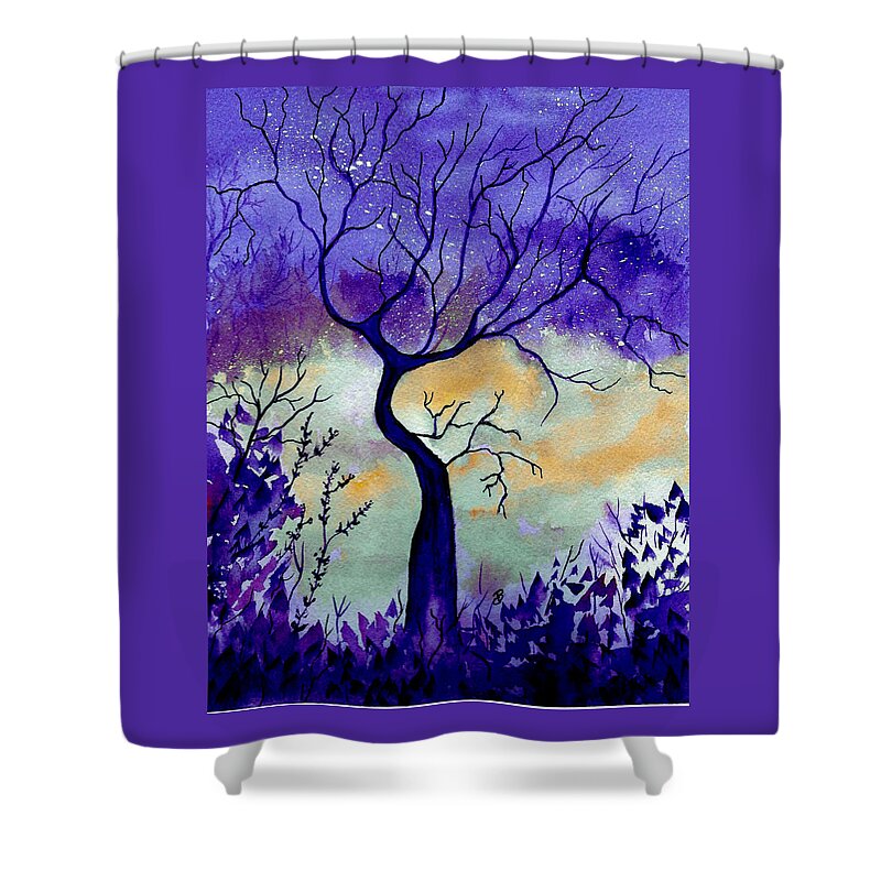 Watercolor Shower Curtain featuring the painting Purple Passion Night by Brenda Owen