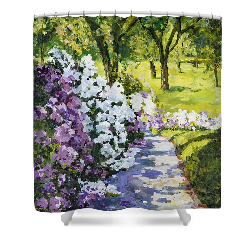 Landscape Shower Curtain featuring the painting Purple White by Ingrid Dohm