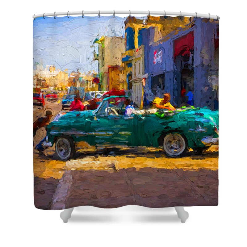 Residential Shower Curtain featuring the photograph Pushing a car - V2 by Les Palenik