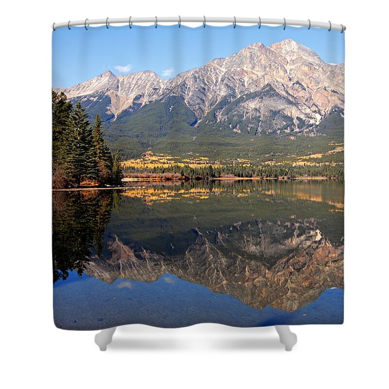 Pyramid Mountain Shower Curtain featuring the photograph Pyramid Mountain and Pyramid Lake 2 by Larry Ricker