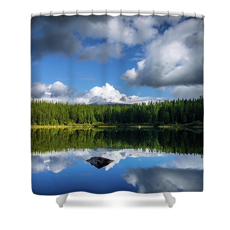 Mirror Shower Curtain featuring the photograph Qiet time at the lake by Thomas Nay