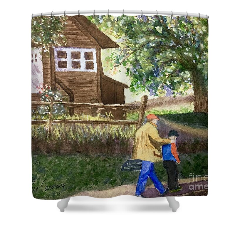 Father Shower Curtain featuring the painting Quality Time by Sue Carmony