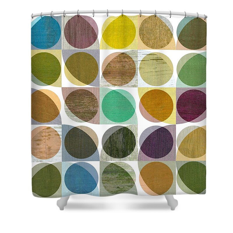 Quarter Round Shower Curtain featuring the digital art Quarter Circles Layer Project One by Michelle Calkins