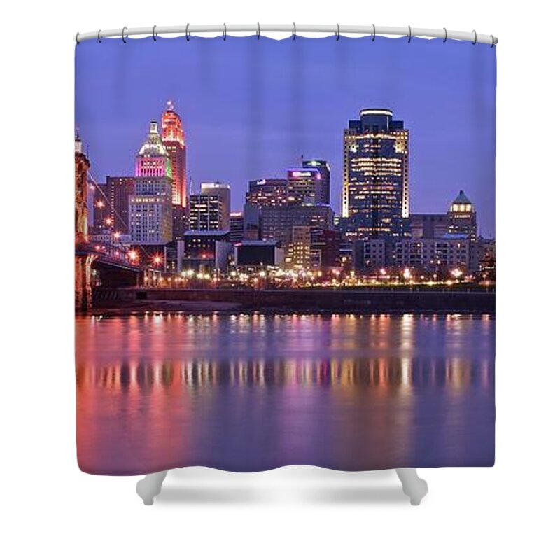 Cincinnati Shower Curtain featuring the photograph Queen City Aglow by Frozen in Time Fine Art Photography