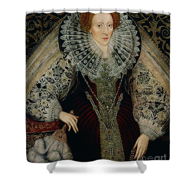 Queen Shower Curtain featuring the painting Queen Elizabeth I by John the Younger Bettes