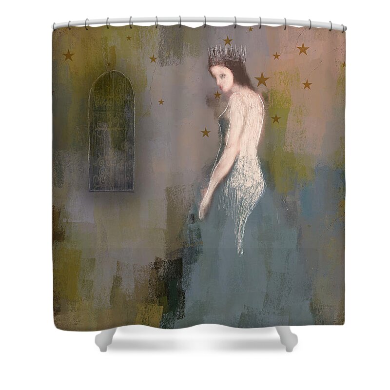 Crown Shower Curtain featuring the digital art Queen by Lisa Noneman