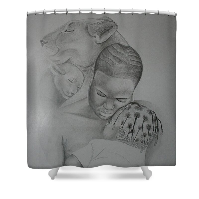 Black Shower Curtain featuring the drawing Queen Mother by Edmund Royster