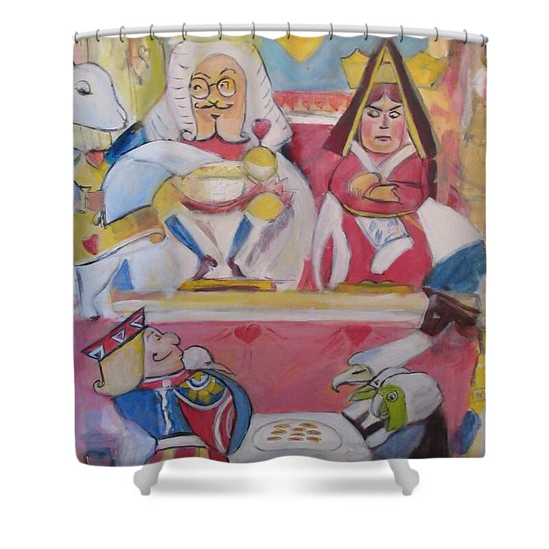Queen Of Hearts Shower Curtain featuring the painting Queen of Hearts by Denice Palanuk Wilson