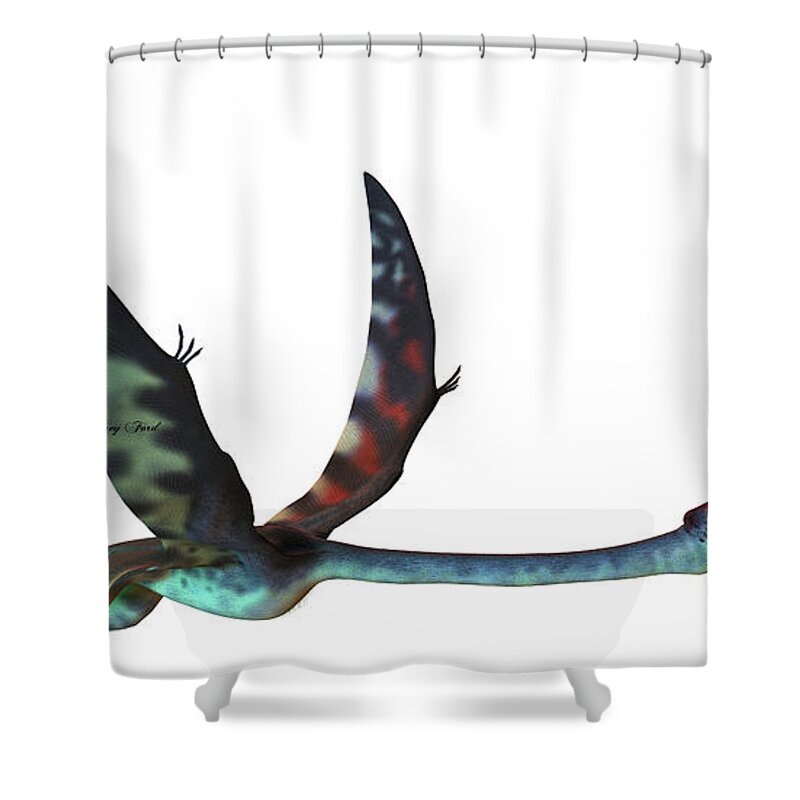 Quetzalcoatlus Shower Curtain featuring the painting Quetzalcoatlus Profile by Corey Ford