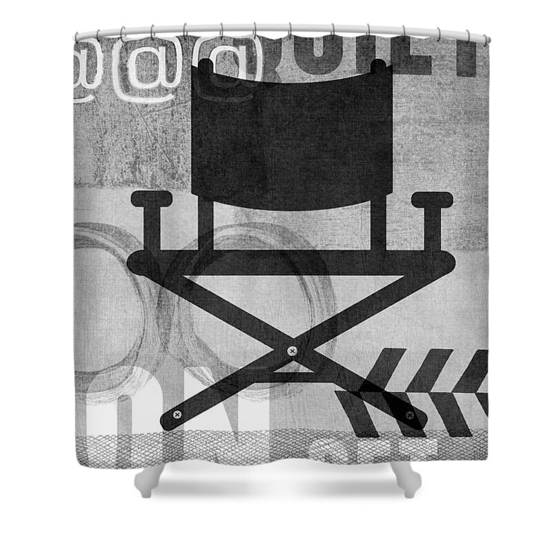 Movie Shower Curtain featuring the digital art Quiet On Set- Art by Linda Woods by Linda Woods