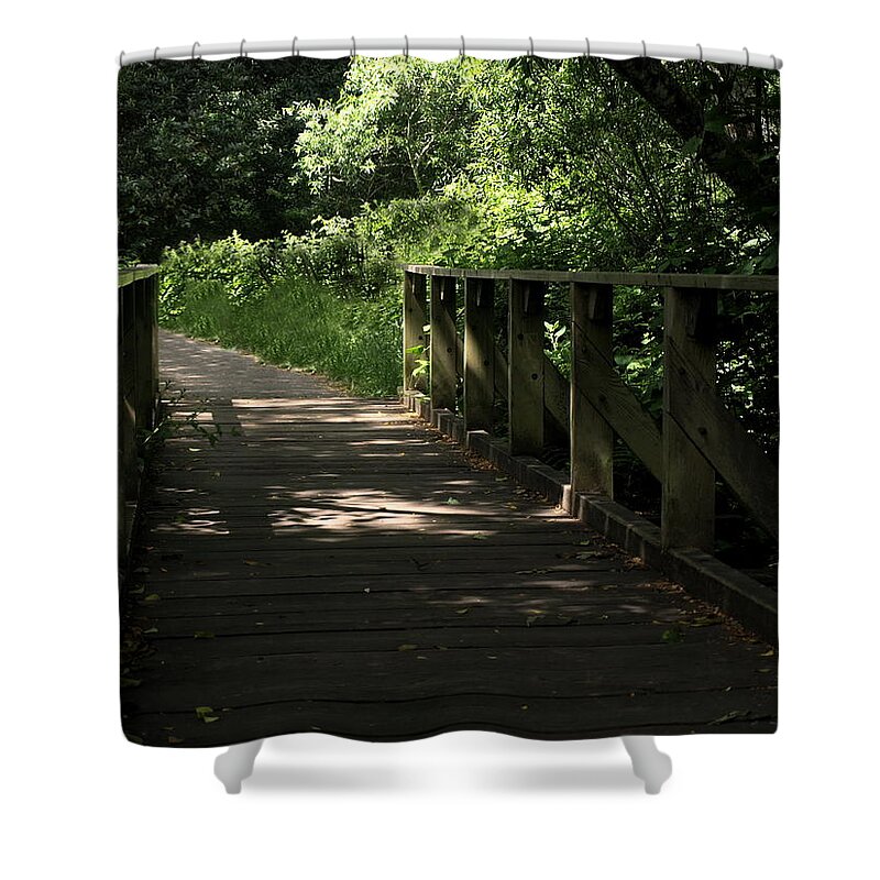 Landscape Shower Curtain featuring the photograph Quiet Path Bridge by Richard Thomas