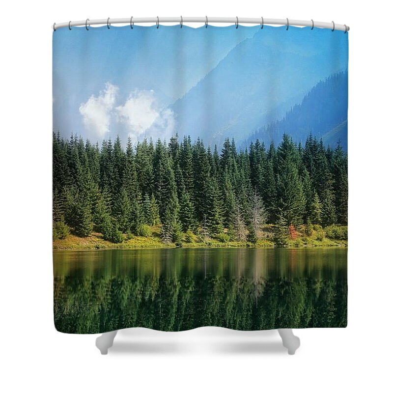Quiet Reflections Shower Curtain featuring the photograph Quiet Reflections by Lynn Hopwood