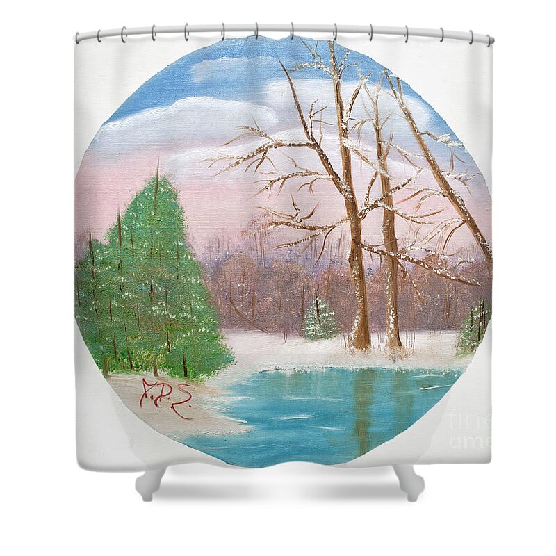 Oil On Canvas Shower Curtain featuring the painting Quietude by Joseph Summa
