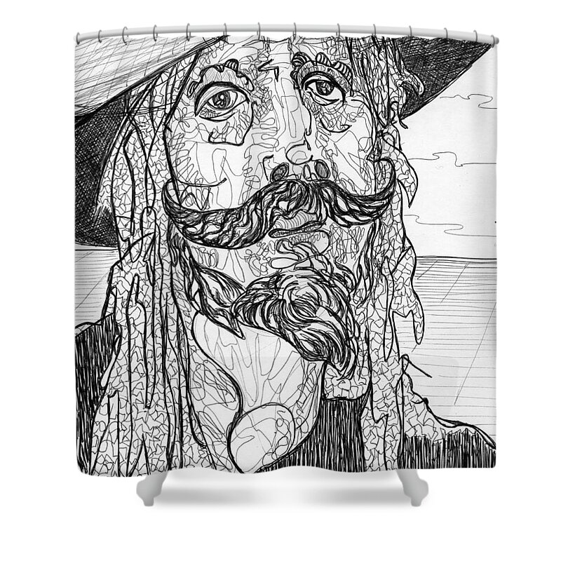 Drawing Shower Curtain featuring the drawing Quixote by Todd Peterson