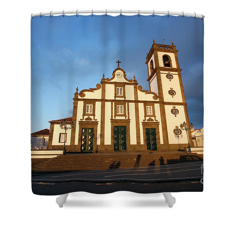 Azores Shower Curtain featuring the photograph Rabo de Peixe church by Gaspar Avila