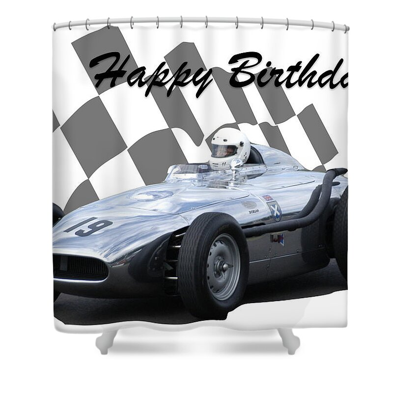 Racing Car Shower Curtain featuring the photograph Racing Car Birthday Card 7 by John Colley