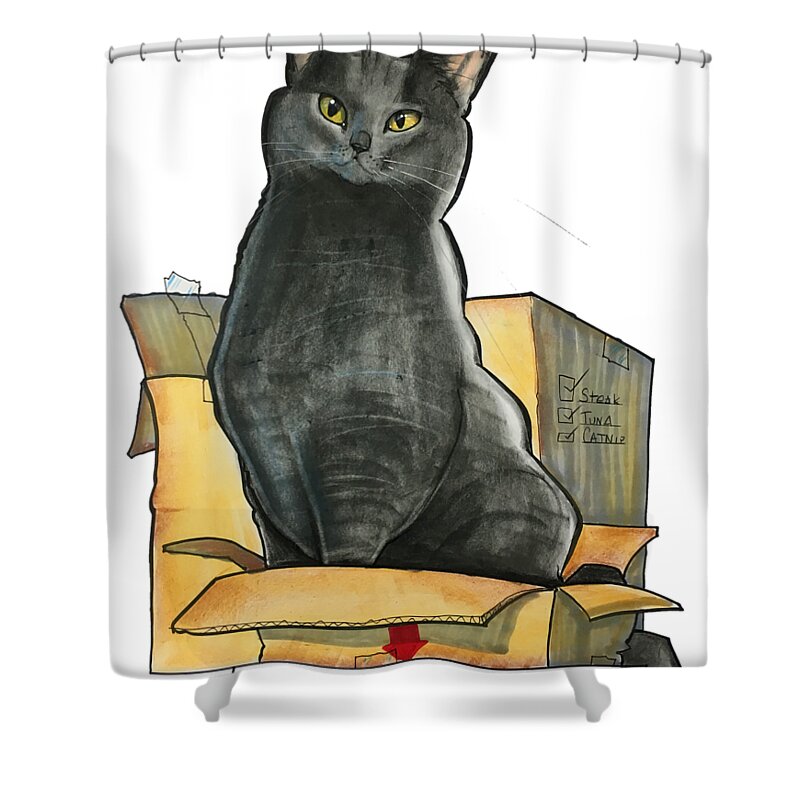 Pet Portrait Shower Curtain featuring the drawing Rackley 3536 by John LaFree