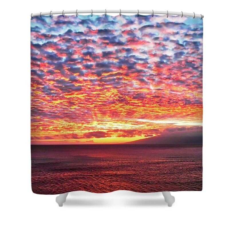 Sunset Shower Curtain featuring the photograph Radiant Sunset Over Maui by Kirsten Giving
