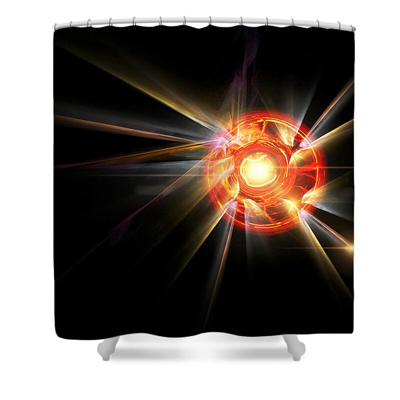 Ray Shower Curtain featuring the digital art Radiating Sun by Pelo Blanco Photo