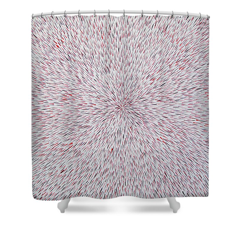Radiation Shower Curtain featuring the painting Radiation with Black and Red by Dean Triolo
