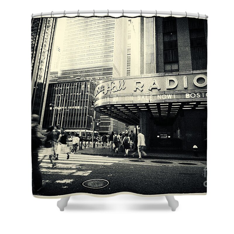Filmnoir Shower Curtain featuring the photograph Radio City Music Hall Manhattan New York City by Sabine Jacobs