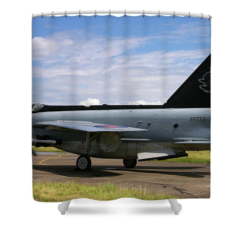 Xr753 Shower Curtain featuring the photograph RAF English Electric Lightning F6 by Tim Beach
