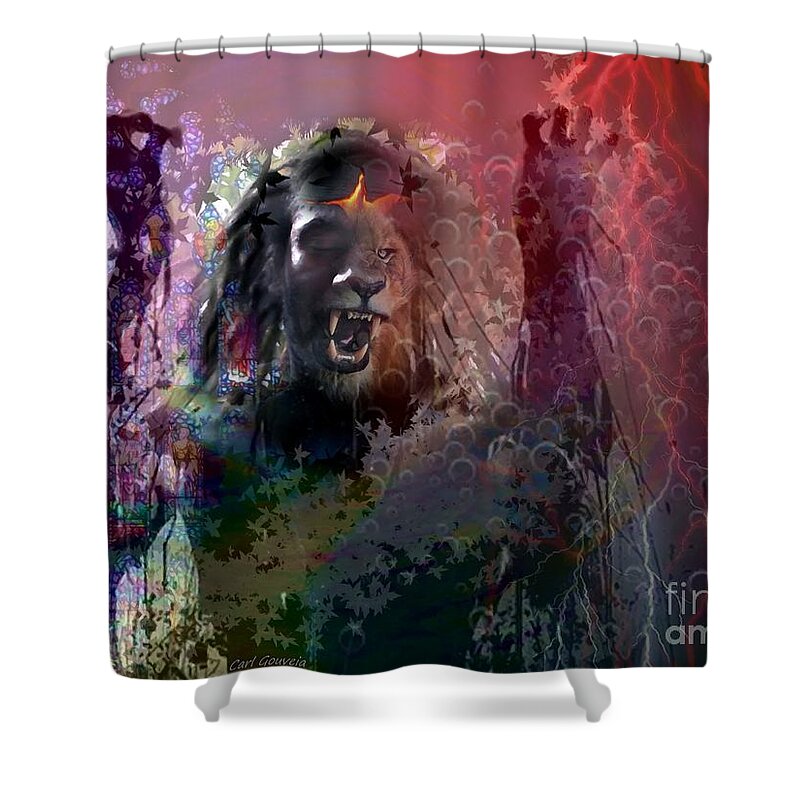 Rage Shower Curtain featuring the painting Rage / Control by Carl Gouveia