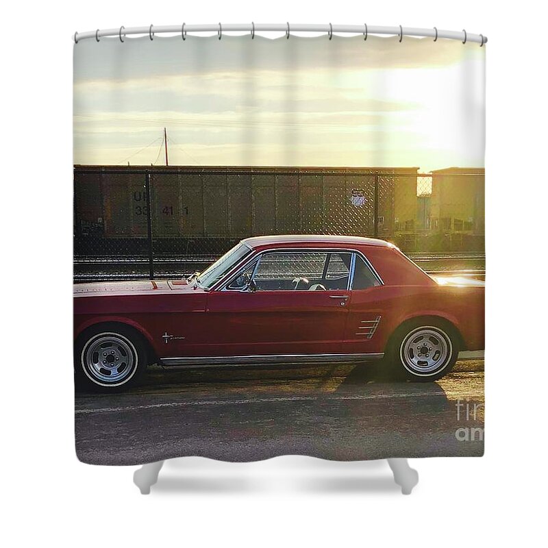 Mustang Shower Curtain featuring the photograph Railroad Mustang by Suzanne Oesterling