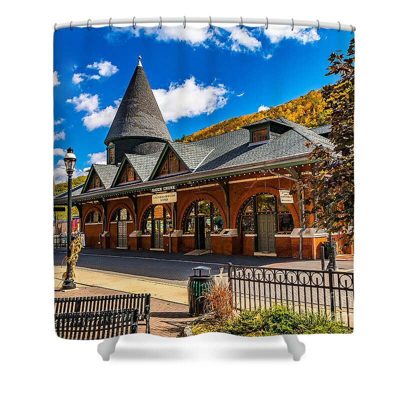 Autumn Shower Curtain featuring the photograph Railroad Station in Jim Thorpe by Nick Zelinsky Jr