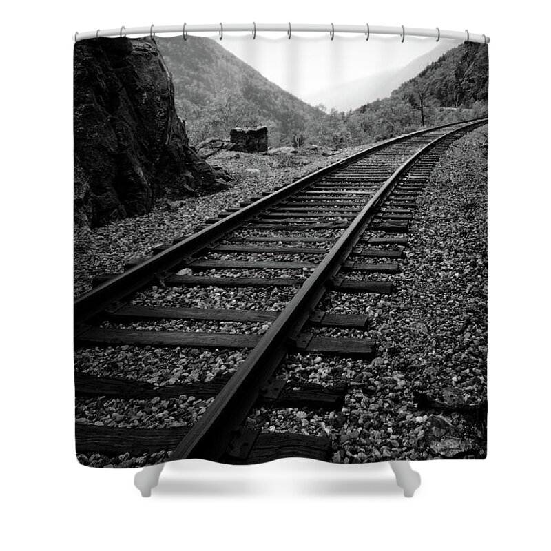 Railroad Shower Curtain featuring the photograph Rails of The Notch by Harry Moulton
