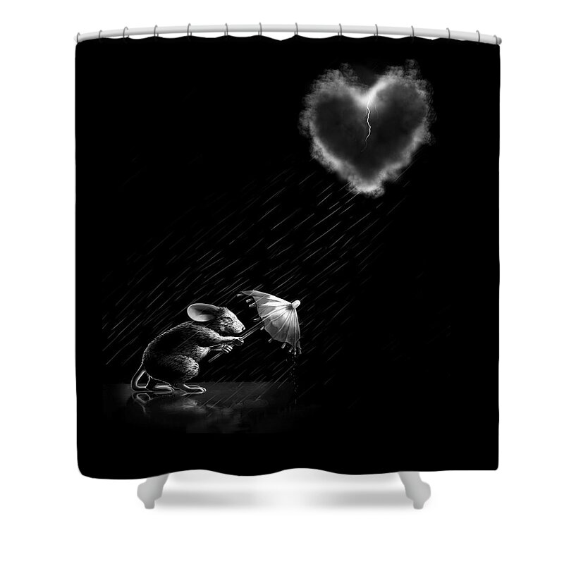 Mouse Shower Curtain featuring the digital art Rain and Sleet Day by Vanessa Bates