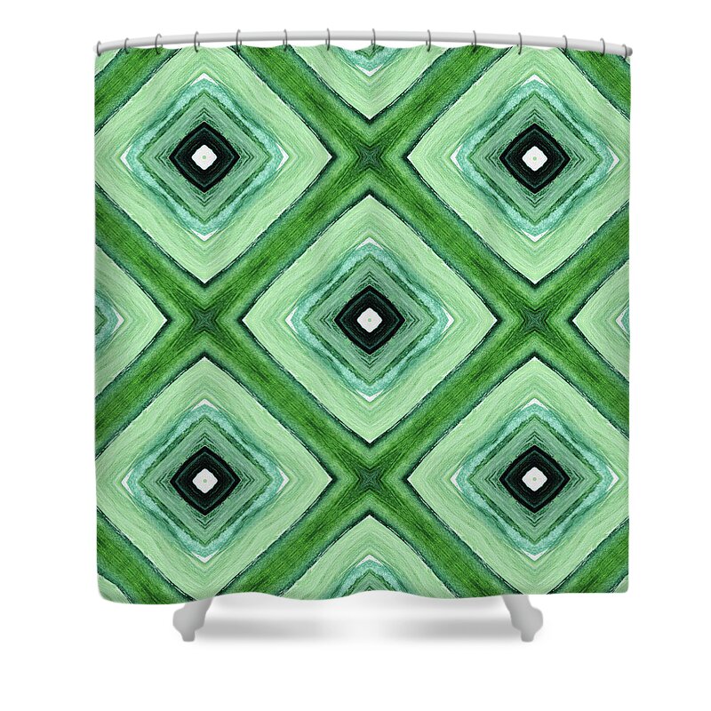 Abstract Shower Curtain featuring the mixed media Rain Forest 2- Art by Linda Woods by Linda Woods