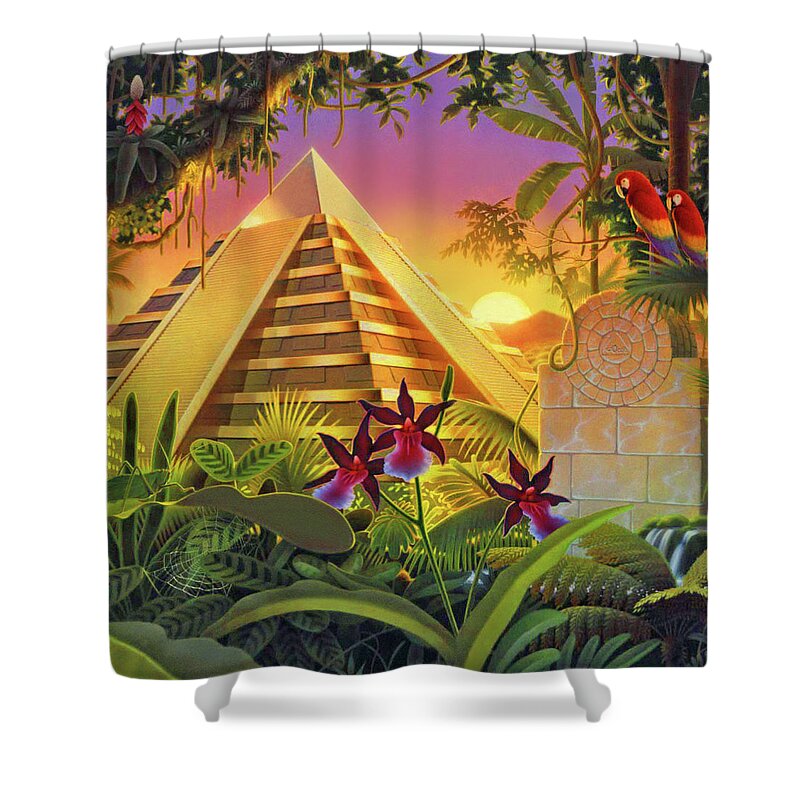 Rain Forest Shower Curtain featuring the painting Rain Forest Pyramid by Robin Moline