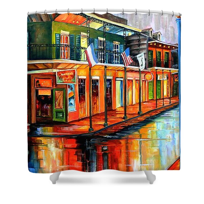 New Orleans Shower Curtain featuring the painting Rain in the Big Easy by Diane Millsap