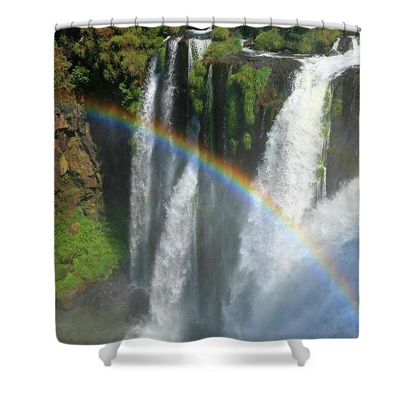 Rainbow Shower Curtain featuring the photograph Rainbow At Iguazu Falls by Bruce J Robinson