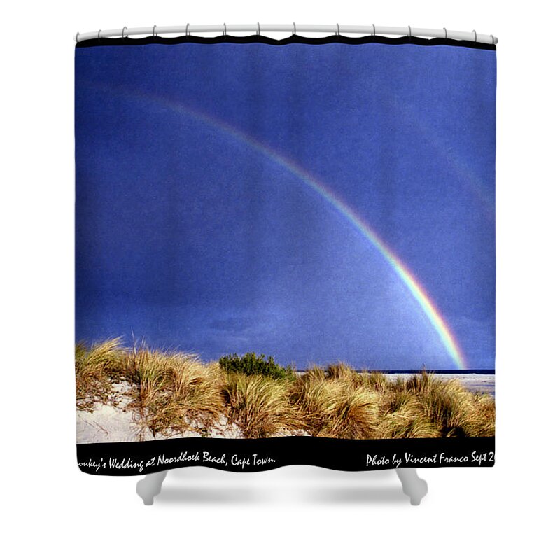 Rainbow Shower Curtain featuring the digital art Rainbow at Noordhoek by Vincent Franco