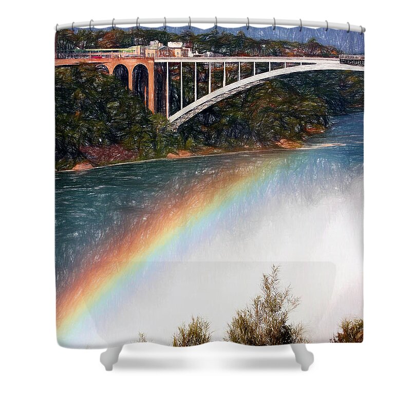 Bridges Shower Curtain featuring the photograph Rainbow Bridge - Niagara Falls by John Freidenberg