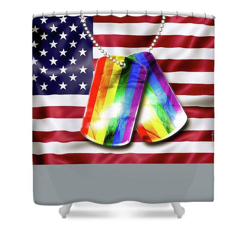 Airforce Shower Curtain featuring the photograph Rainbow dog tags by Benny Marty