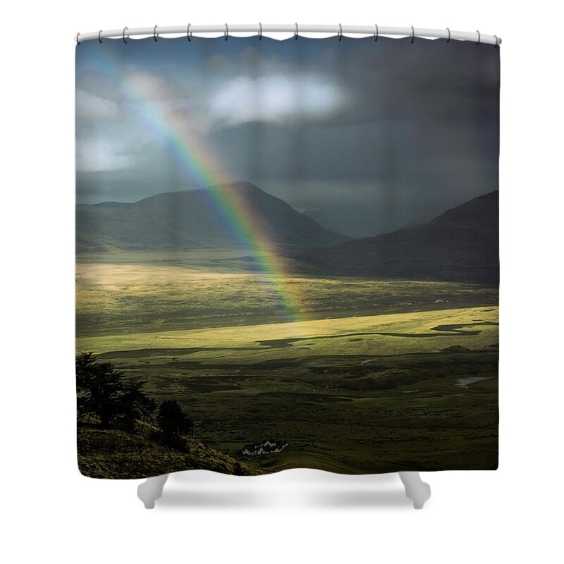 Rainbow Shower Curtain featuring the photograph Rainbow in the Valley by Andrew Matwijec
