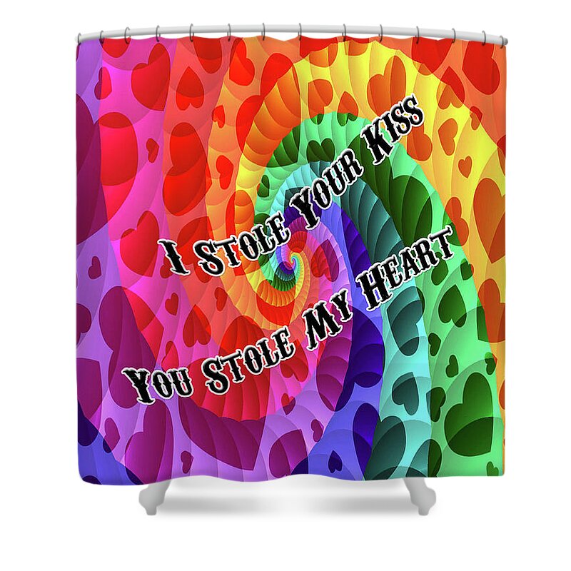 Greeting Cards Shower Curtain featuring the digital art Rainbow Love by Mitchell Watrous