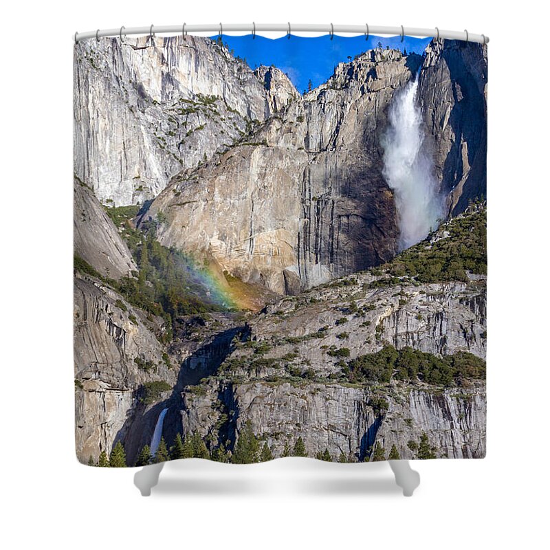 Waterfall Shower Curtain featuring the photograph Rainbow Mist at Yosemite Falls by Bill Gallagher