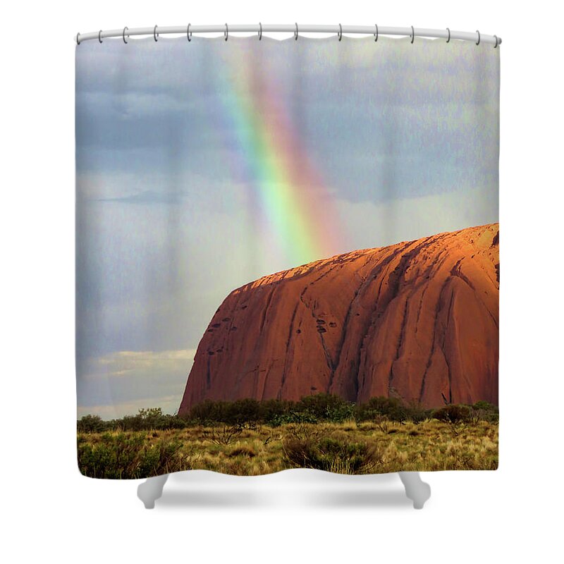 Australia Shower Curtain featuring the photograph Rainbow on Uluru 2 by Helaine Cummins