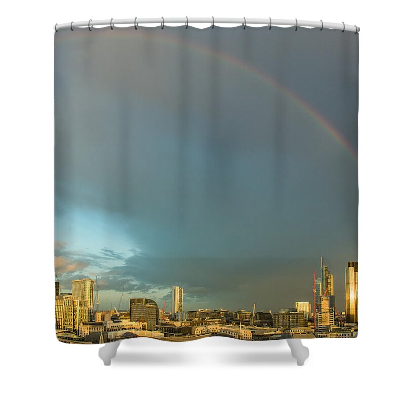 Rainbow Shower Curtain featuring the photograph Rainbow over the City of London by Gary Eason