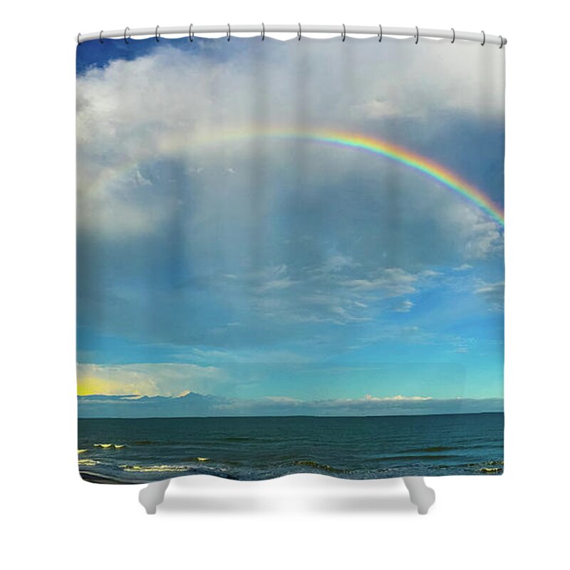 Fine Art Photography Shower Curtain featuring the photograph Rainbow over Topsail Island by John Pagliuca