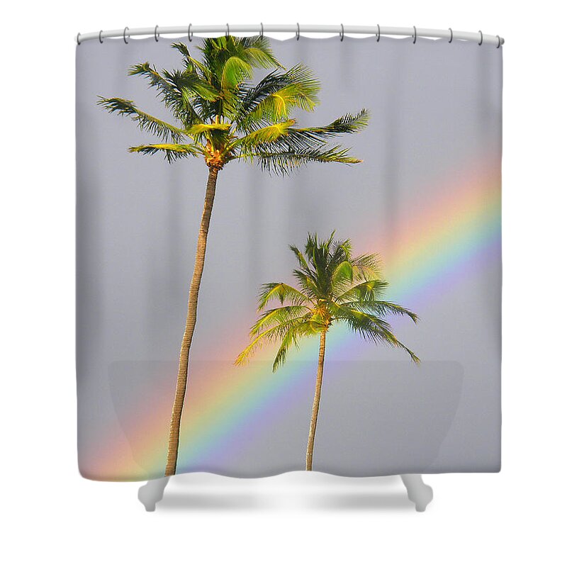 Afternoon Shower Curtain featuring the photograph Rainbow Palms by Ron Dahlquist - Printscapes