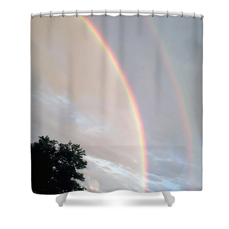 Rainbow Shower Curtain featuring the photograph Rainbow Tilt by Wild Thing