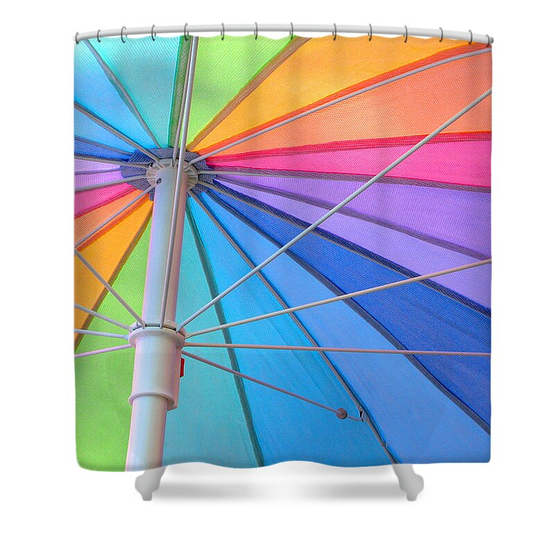Umbrella Shower Curtain featuring the photograph Rainbow Umbrella by Cathy Kovarik