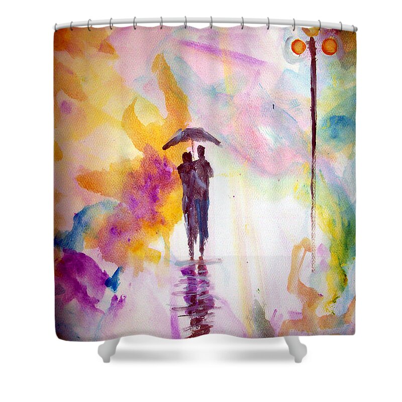 Art Shower Curtain featuring the painting Rainbow Walk of Love by Raymond Doward