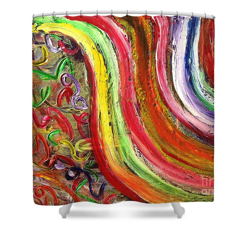 Rainbows Shower Curtain featuring the painting Rainbows and puzzels by Sarahleah Hankes