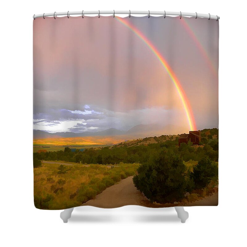 Rainbows Shower Curtain featuring the digital art Rainbows by Charles Muhle